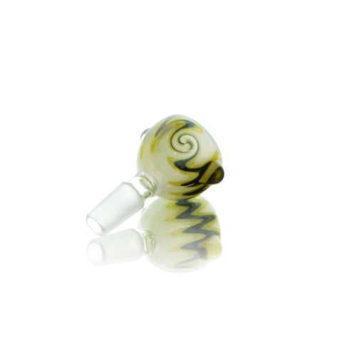 vaporsandthings.com:Yellow Pattern 14mm Male Bowl with Frosted Glass on Glass Joint