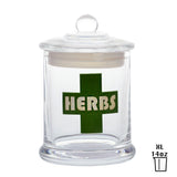 vaporsandthings.com:Herbs Cross Graphic Glass Jar