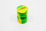 vaporsandthings.com:Vapors & Things 1.6in Green and Yellow Oil Drum Silicone Container