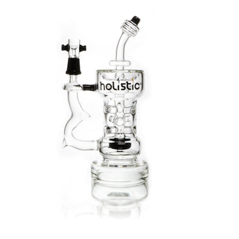vaporsandthings.com:9.1in Holistic Beer Mug Bubbler With Double Showerhead Perc. Bent Straw Mouthpiece. Black