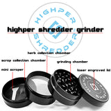 vaporsandthings.com:1.5" Highper Shredder Zinc Alloy Grinder, 4 part, Black